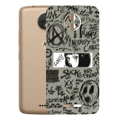 Motorola Phone Skins (All Models) - Never Have Love Anime - 3D Embossed Finish (L-260) Motorola Moto C