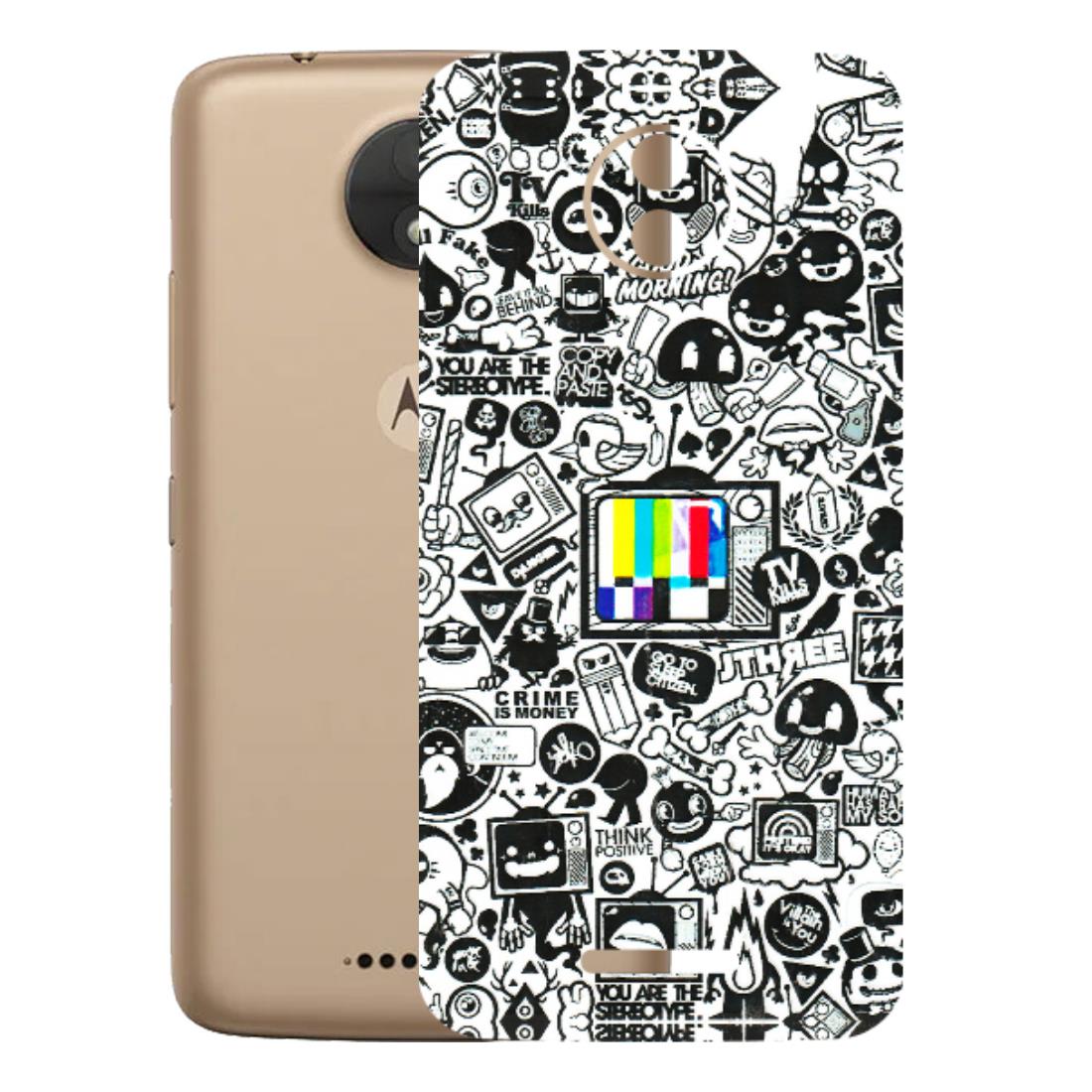 Motorola Phone Skins (All Models) - Doodles Positive Art - 3D Embossed Finish (L-263) Motorola Moto C