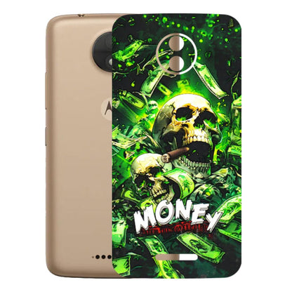 Motorola Phone Skins (All Models) - Skull Money - 3D Embossed Finish (L-303) Motorola Moto C