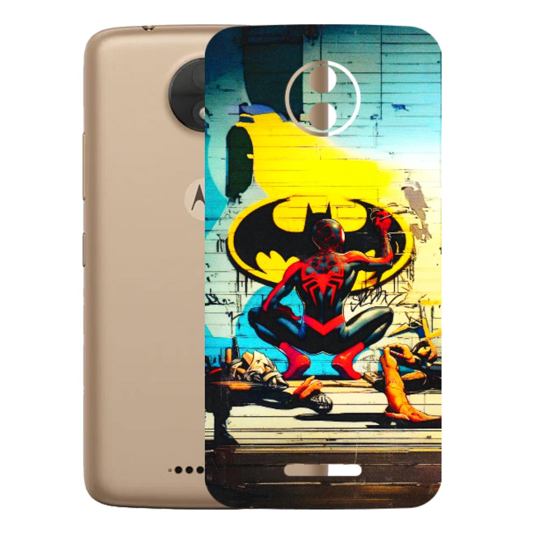 Motorola Phone Skins (All Models) - New Spiderman Bat Logo - 3D Embossed Finish (L-309) Motorola Moto C