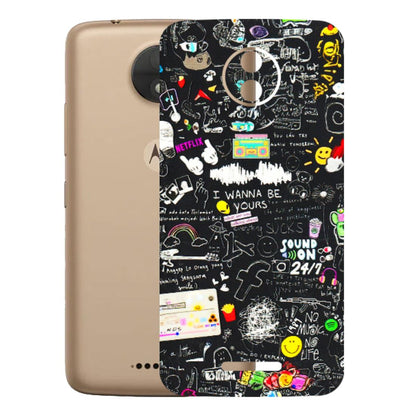 Motorola Phone Skins (All Models) - Black Creatives Doodles - 3D Embossed Finish (L-311) Motorola Moto C