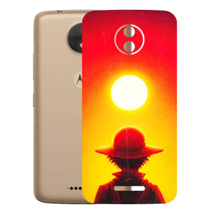 Motorola Phone Skins (All Models) - Cool Sunset With Monkey D.Luffy Anime - 3D Embossed Finish (L-329) Motorola Moto C
