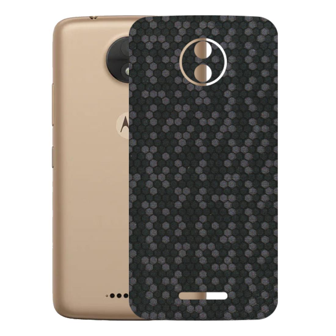 Motorola Phone Skins (All Models) - Black Grey Honeycomb Sober - 3D Embossed Finish (L-85) Motorola Moto C