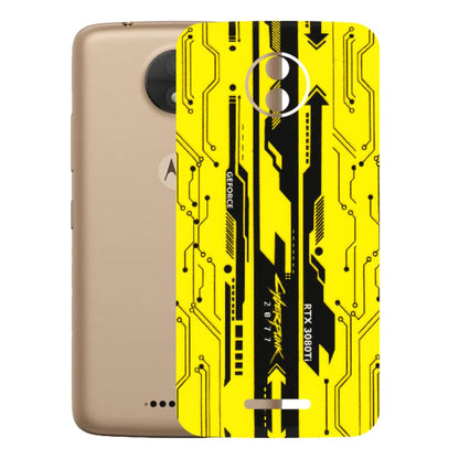 Motorola Phone Skins (All Models) - Yellow Cyberpunk - 3D Embossed Finish (L-93) Motorola Moto C