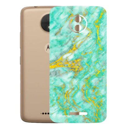 Motorola Phone Skins (All Models) - Green And Gold Marble Feel - Matte Finish (M-16) Motorola Moto C