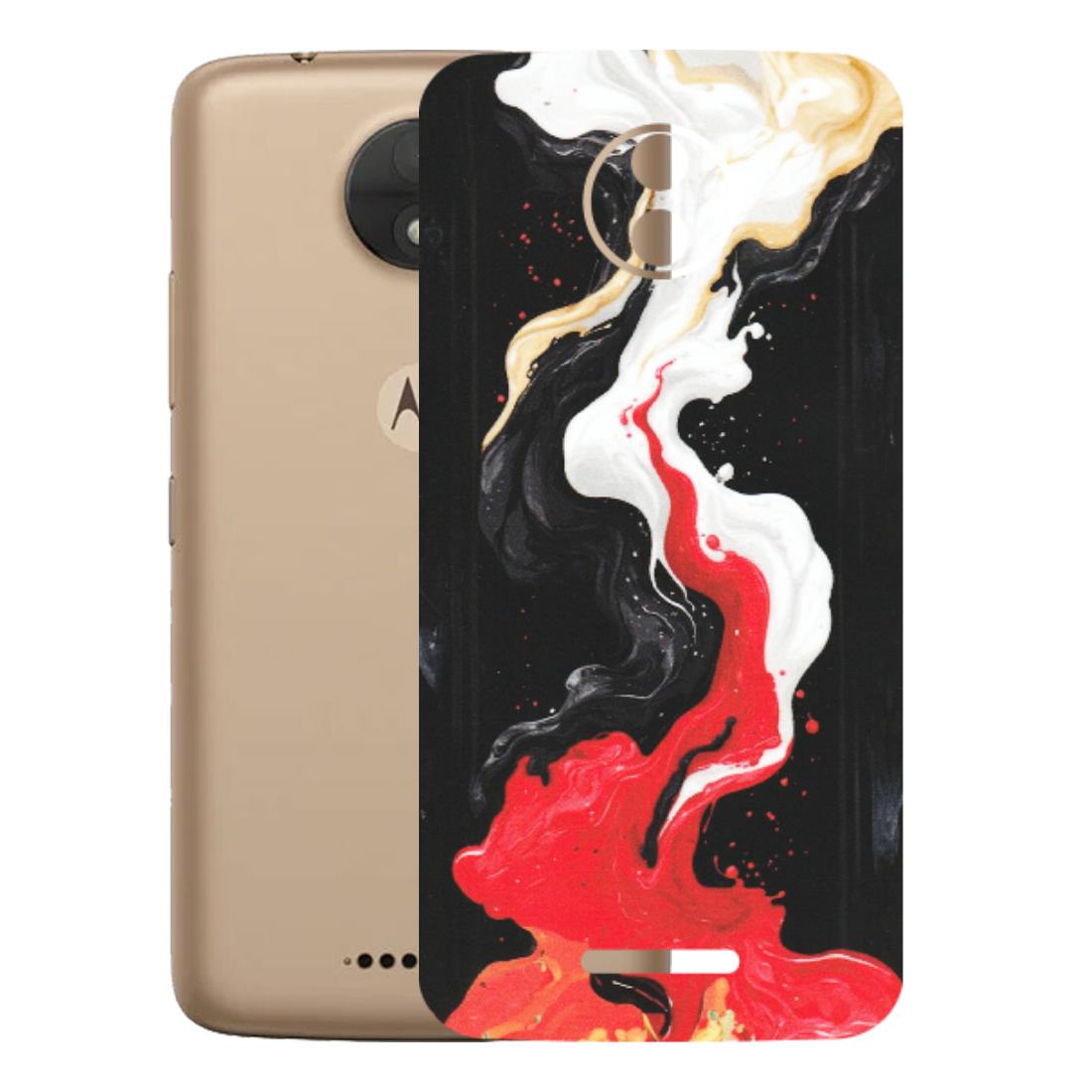 Motorola Phone Skins (All Models) - Black Red White Paint Splash Fusion - Matte Finish (M-56) Motorola Moto C