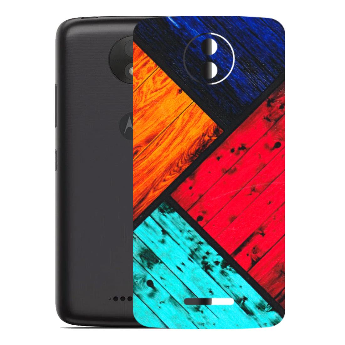 Motorola Phone Skins (All Models) - Colourful Wood Panels Abstract - 3D Embossed Finish (L-09) Motorola Moto C Plus
