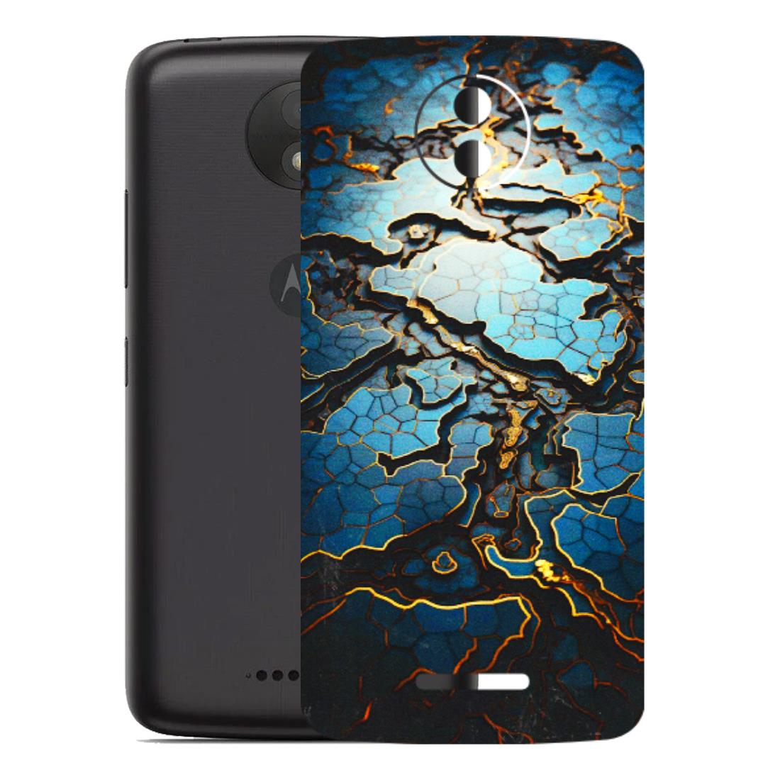 Motorola Phone Skins (All Models) - Blue Gold Abstract - 3D Embossed Finish (L-11) Motorola Moto C Plus
