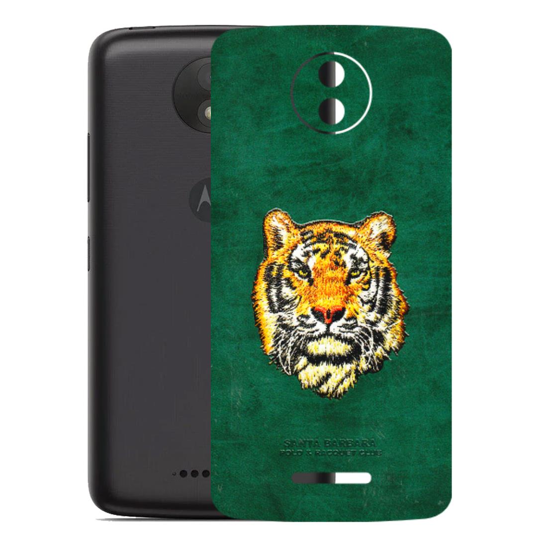 Motorola Phone Skins (All Models) - Leather Feel Tiger - 3D Embossed Finish (L-111) Motorola Moto C Plus