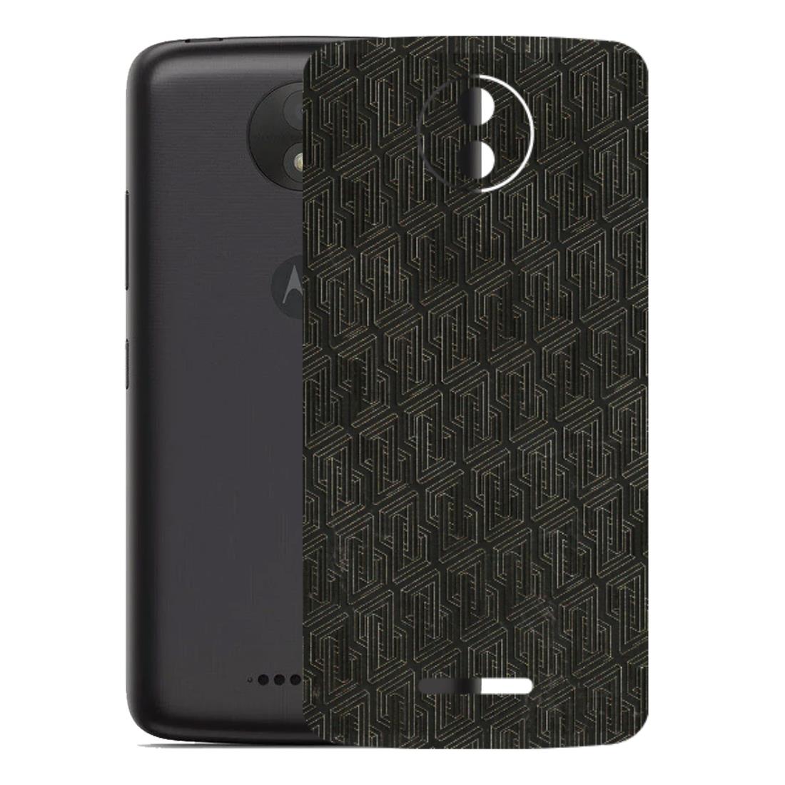 Motorola Phone Skins (All Models) - Black Abstract Pattern - 3D Embossed Finish (L-117) Motorola Moto C Plus