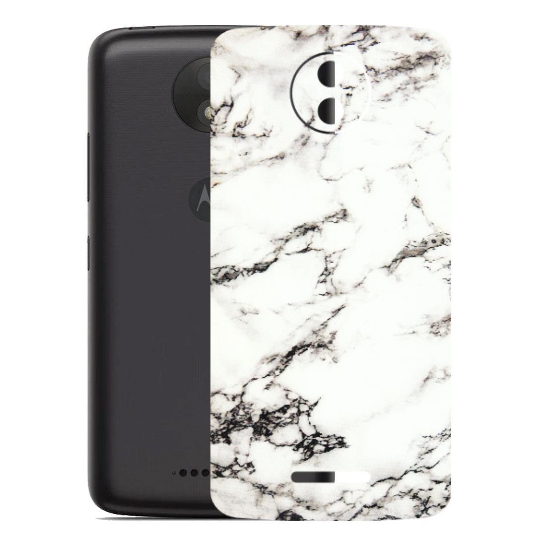 Motorola Phone Skins (All Models) - Black and White Marble Texture - 3D Embossed Finish (L-124) Motorola Moto C Plus