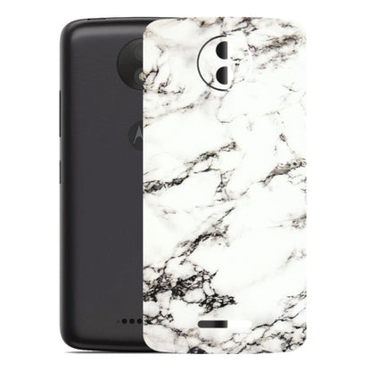 Motorola Phone Skins (All Models) - Black and White Marble Texture - 3D Embossed Finish (L-124) Motorola Moto C Plus