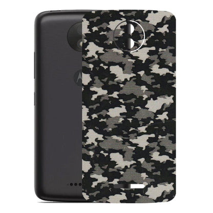 Motorola Phone Skins (All Models) - Black/Grey Camoflaunge - 3D Embossed Finish (L-142) Motorola Moto C Plus