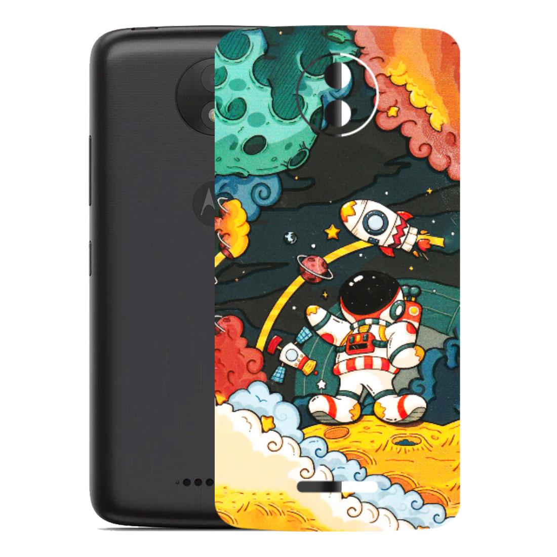 Motorola Phone Skins (All Models) - Astronauts & Spaceship - 3D Embossed Finish (L-145) Motorola Moto C Plus