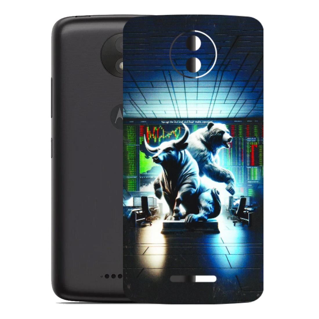 Motorola Phone Skins (All Models) - Stock Market Sensex Bear vs Bulls - 3D Embossed Finish (L-15) Motorola Moto C Plus