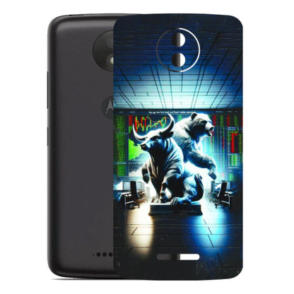 Motorola Phone Skins (All Models) - Stock Market Sensex Bear vs Bulls - 3D Embossed Finish (L-15) Motorola Moto C Plus