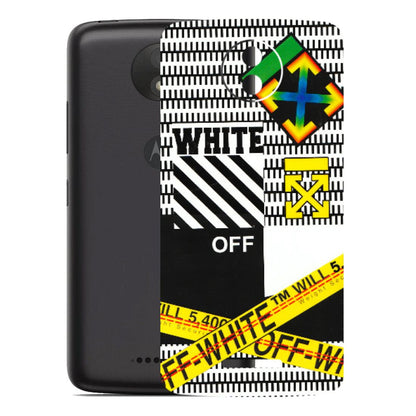 Motorola Phone Skins (All Models) - White Off Abstract - 3D Embossed Finish (L-172) Motorola Moto C Plus