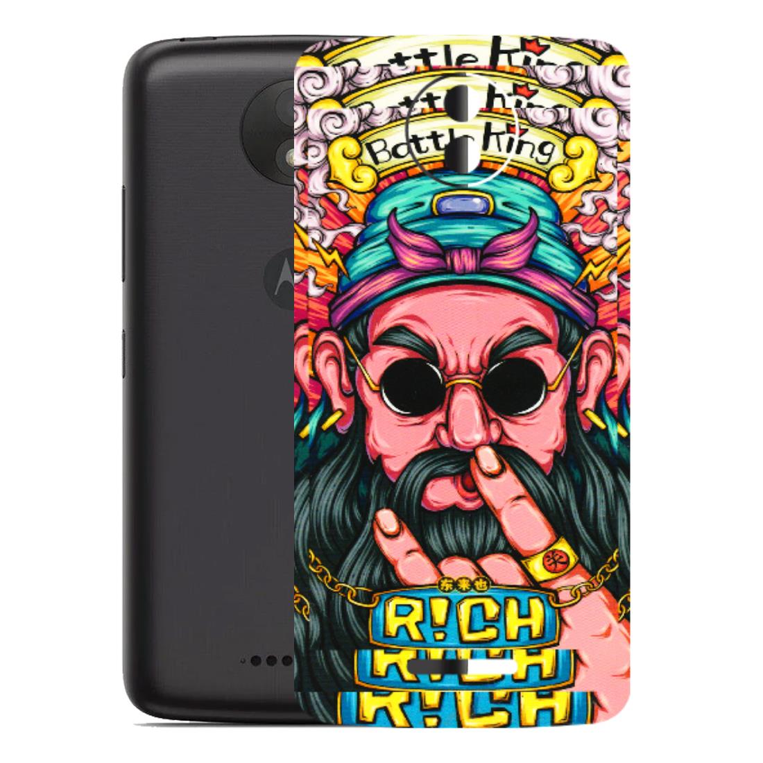 Motorola Phone Skins (All Models) - Battle King Dude Face - 3D Embossed Finish (L-178) Motorola Moto C Plus