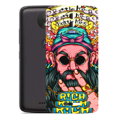 Motorola Phone Skins (All Models) - Battle King Dude Face - 3D Embossed Finish (L-178) Motorola Moto C Plus
