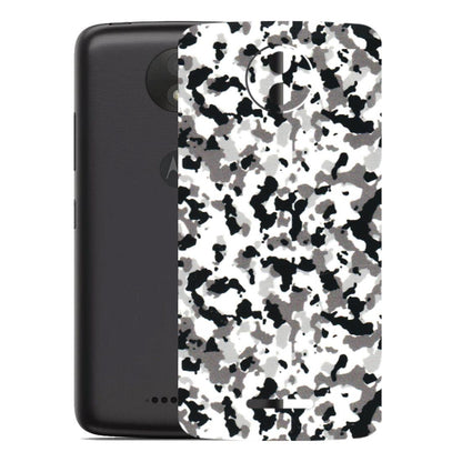 Motorola Phone Skins (All Models) - White Black Camouflage - 3D Embossed Finish (L-18) Motorola Moto C Plus