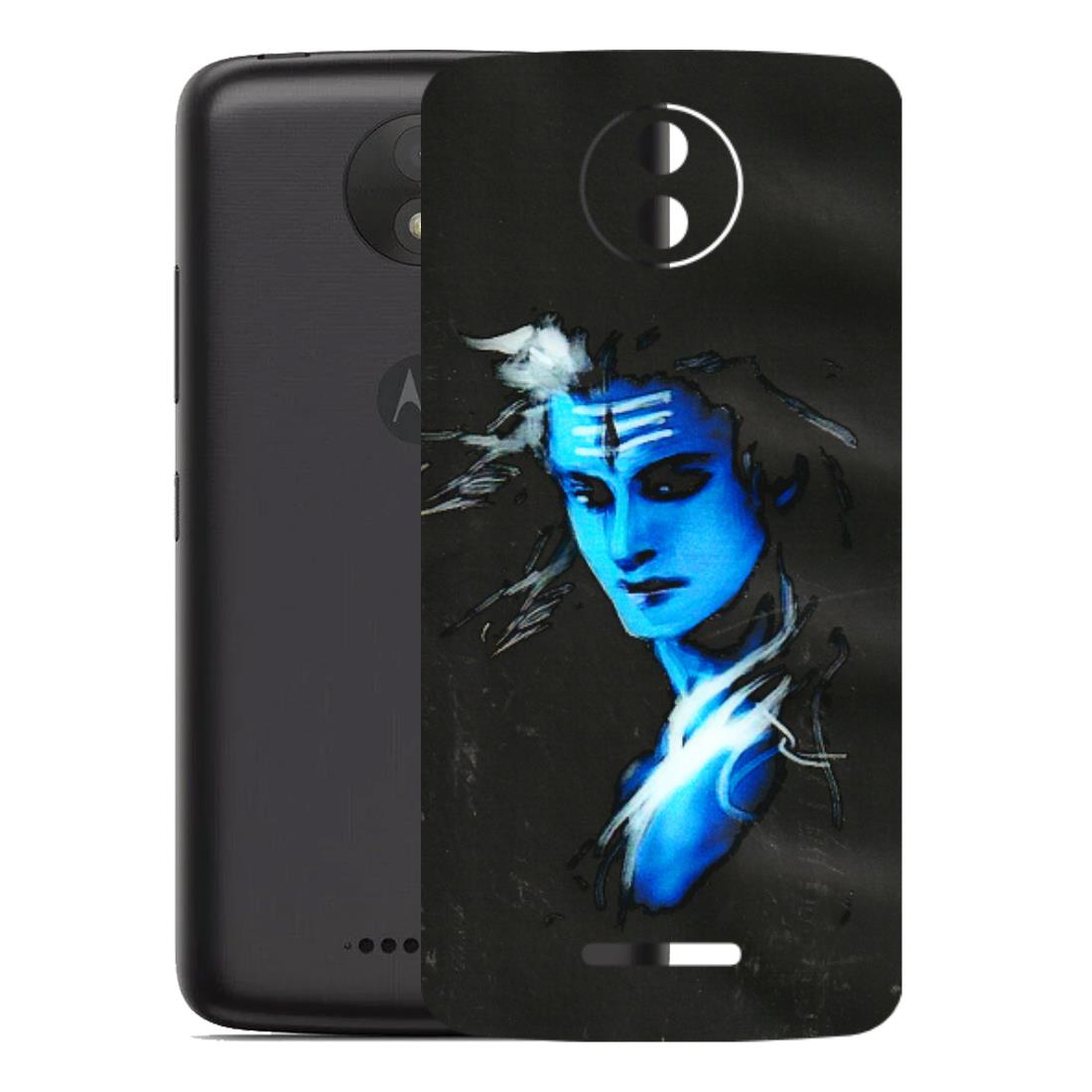 Motorola Phone Skins (All Models) - Har Har Mahadev Blue/Black - 3D Embossed Finish (L-185) Motorola Moto C Plus