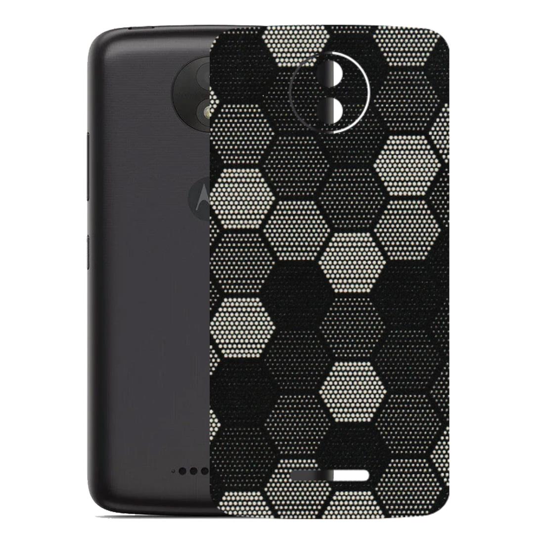Motorola Phone Skins (All Models) - Black & White Dotted Honeycomb Texture - 3D Embossed Finish (L-202) Motorola Moto C Plus