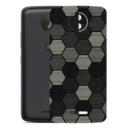 Motorola Phone Skins (All Models) - Black & White Dotted Honeycomb Texture - 3D Embossed Finish (L-202) Motorola Moto C Plus