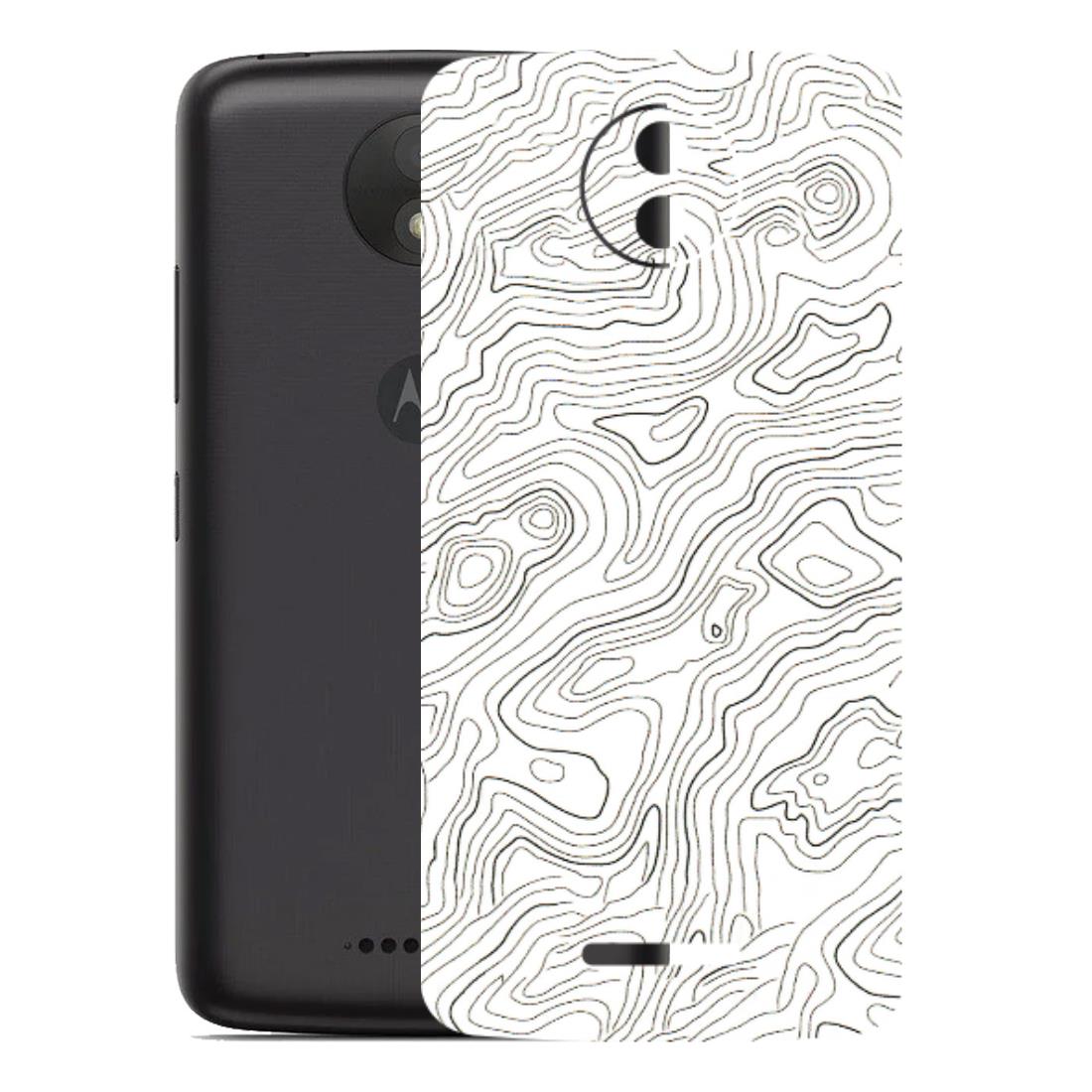 Motorola Phone Skins (All Models) - White Black Swirls - 3D Embossed Finish (L-219) Motorola Moto C Plus
