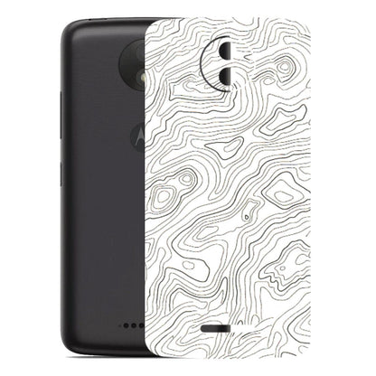 Motorola Phone Skins (All Models) - White Black Swirls - 3D Embossed Finish (L-219) Motorola Moto C Plus