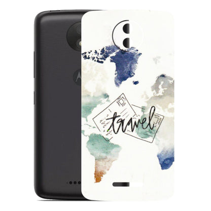Motorola Phone Skins (All Models) - Travel The World - 3D Embossed Finish (L-232) Motorola Moto C Plus
