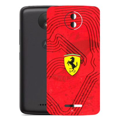 Motorola Phone Skins (All Models) - Red Ferrari Logo Stylish - 3D Embossed Finish (L-238) Motorola Moto C Plus
