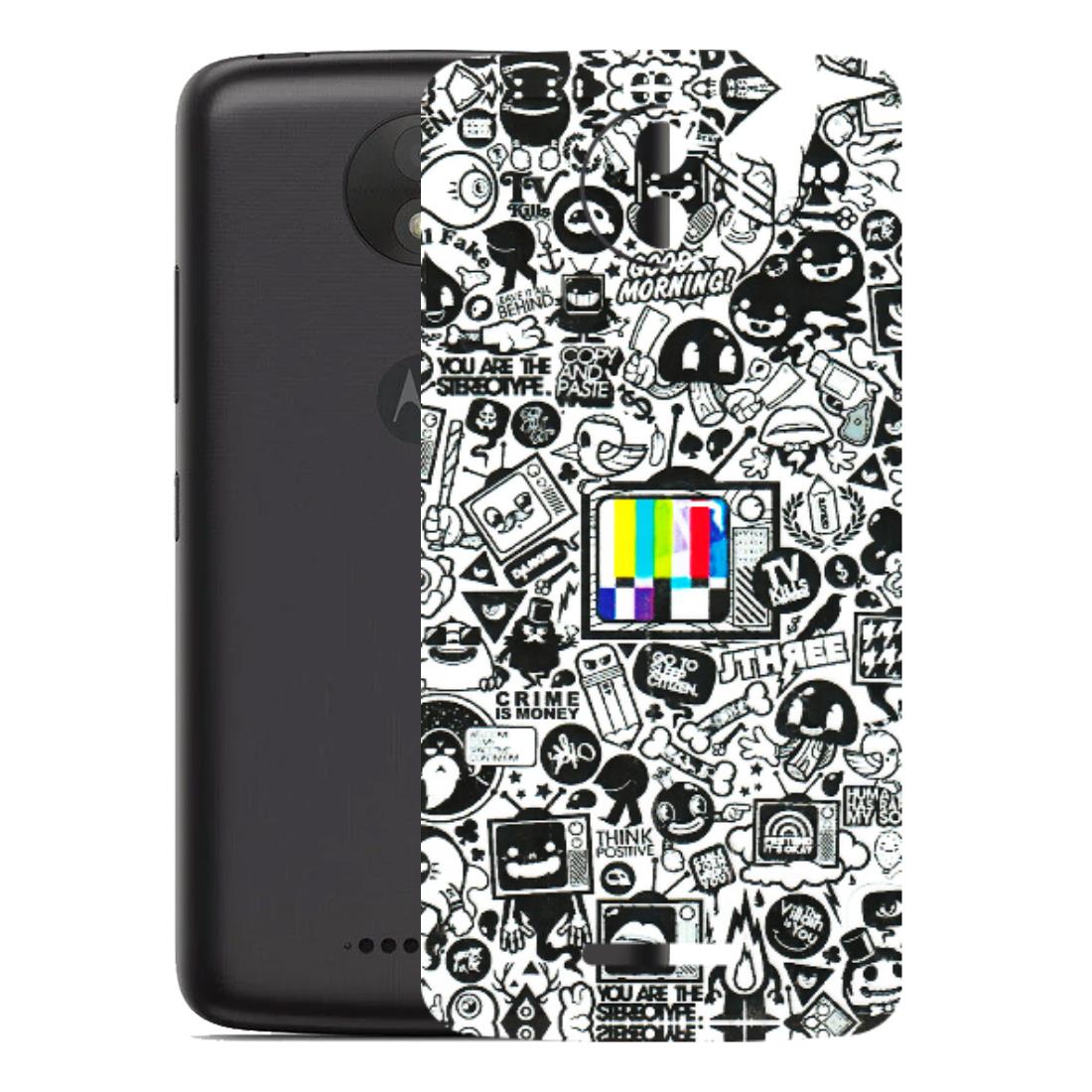 Motorola Phone Skins (All Models) - Doodles Positive Art - 3D Embossed Finish (L-263) Motorola Moto C Plus