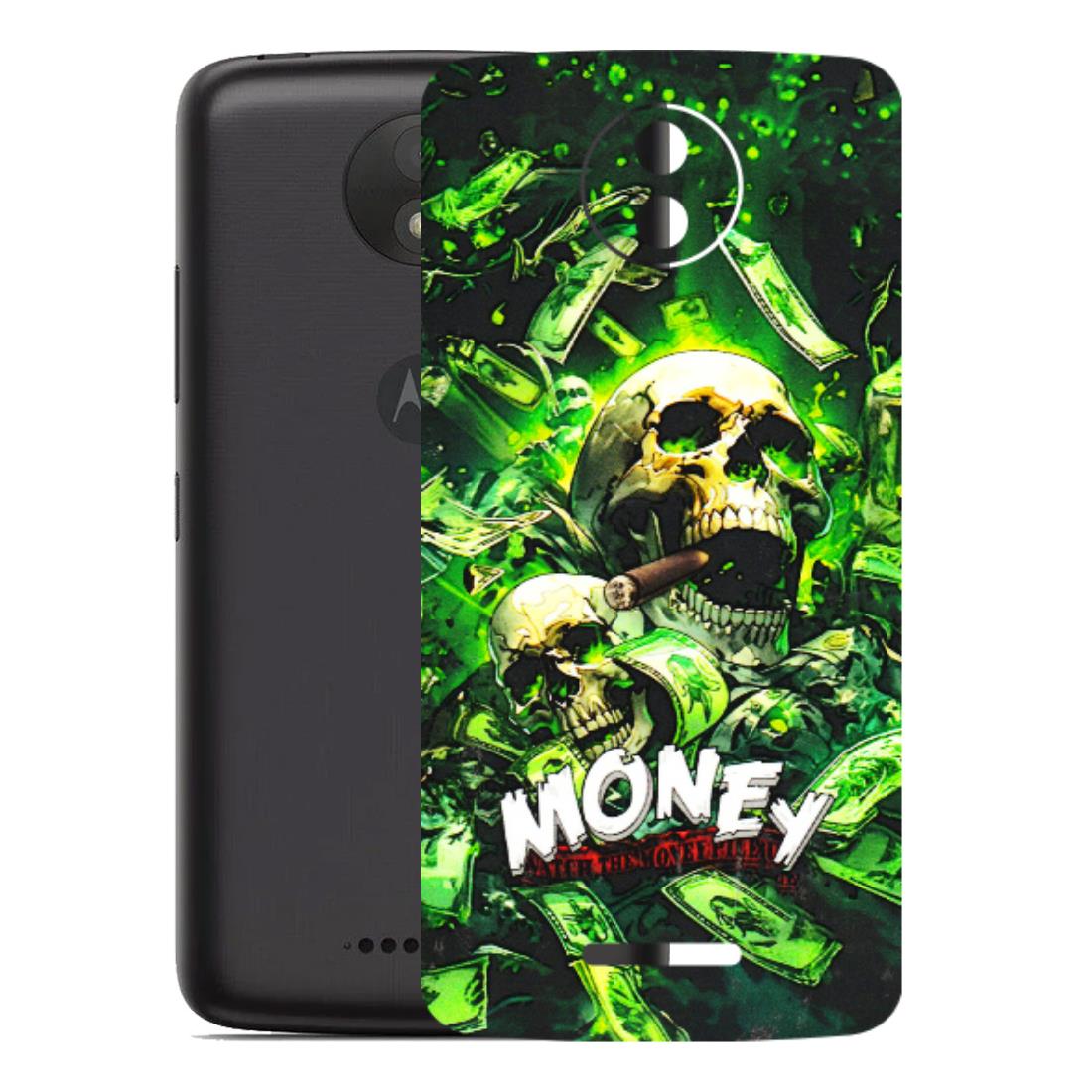 Motorola Phone Skins (All Models) - Skull Money - 3D Embossed Finish (L-303) Motorola Moto C Plus