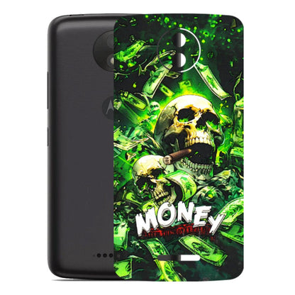Motorola Phone Skins (All Models) - Skull Money - 3D Embossed Finish (L-303) Motorola Moto C Plus