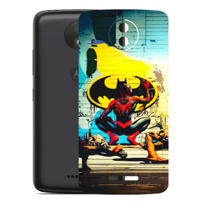 Motorola Phone Skins (All Models) - New Spiderman Bat Logo - 3D Embossed Finish (L-309) Motorola Moto C Plus