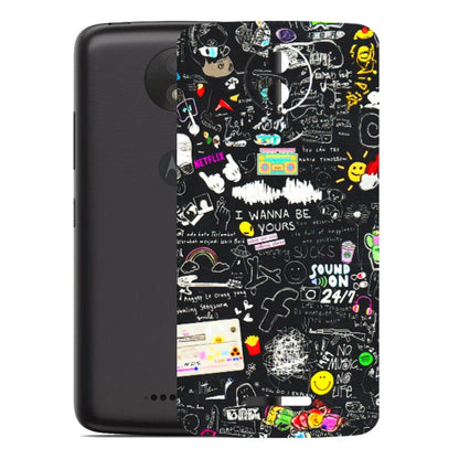 Motorola Phone Skins (All Models) - Black Creatives Doodles - 3D Embossed Finish (L-311) Motorola Moto C Plus
