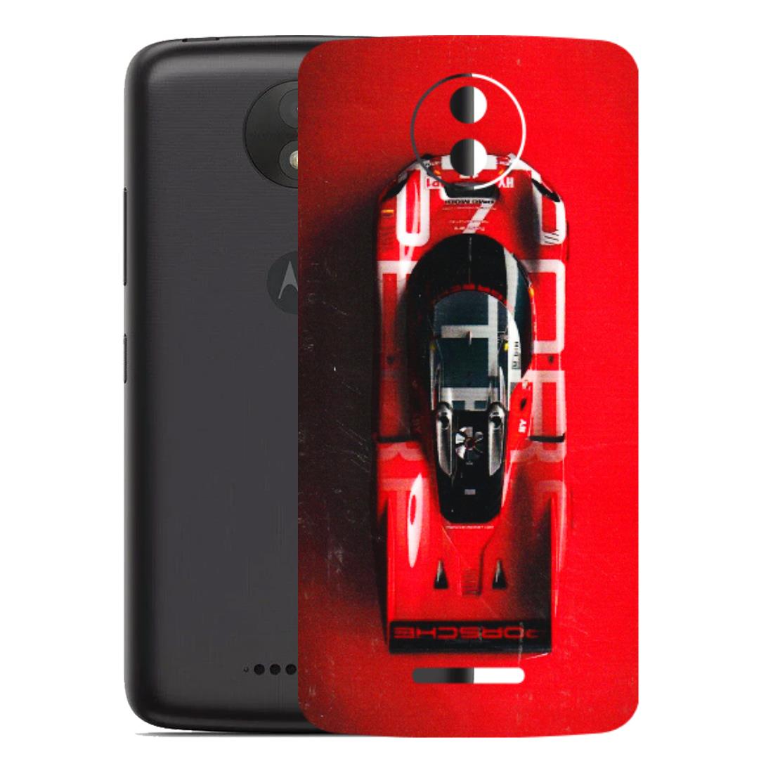 Motorola Phone Skins (All Models) - Red Porsche Car Logo - 3D Embossed Finish (L-315) Motorola Moto C Plus
