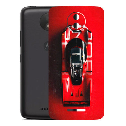 Motorola Phone Skins (All Models) - Red Porsche Car Logo - 3D Embossed Finish (L-315) Motorola Moto C Plus