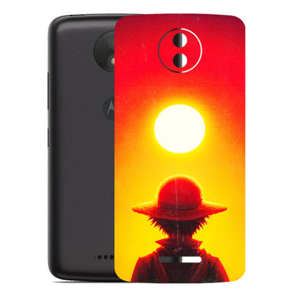 Motorola Phone Skins (All Models) - Cool Sunset With Monkey D.Luffy Anime - 3D Embossed Finish (L-329) Motorola Moto C Plus