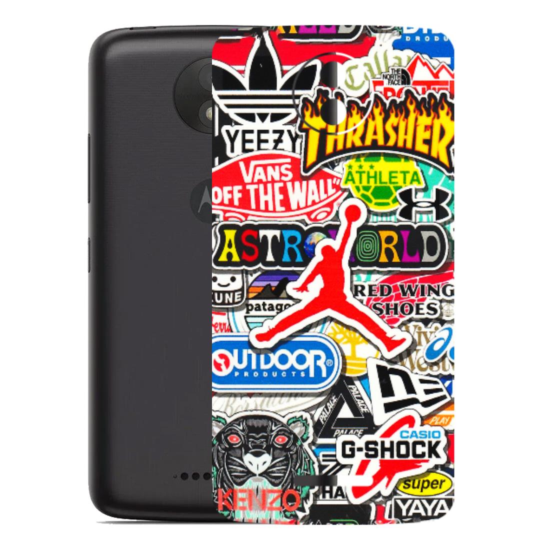 Motorola Phone Skins (All Models) - Multi Brands Sticker Graffiti - 3D Embossed Finish (L-37) Motorola Moto C Plus