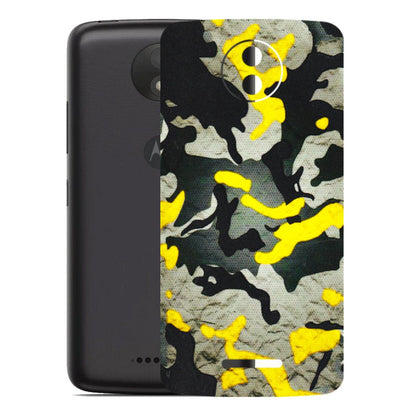 Motorola Phone Skins (All Models) - Yellow Camouflage - 3D Embossed Finish (L-61) Motorola Moto C Plus