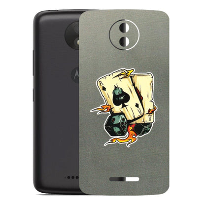 Motorola Phone Skins (All Models) - Grey Cards Of Ace - 3D Embossed Finish (L-77) Motorola Moto C Plus