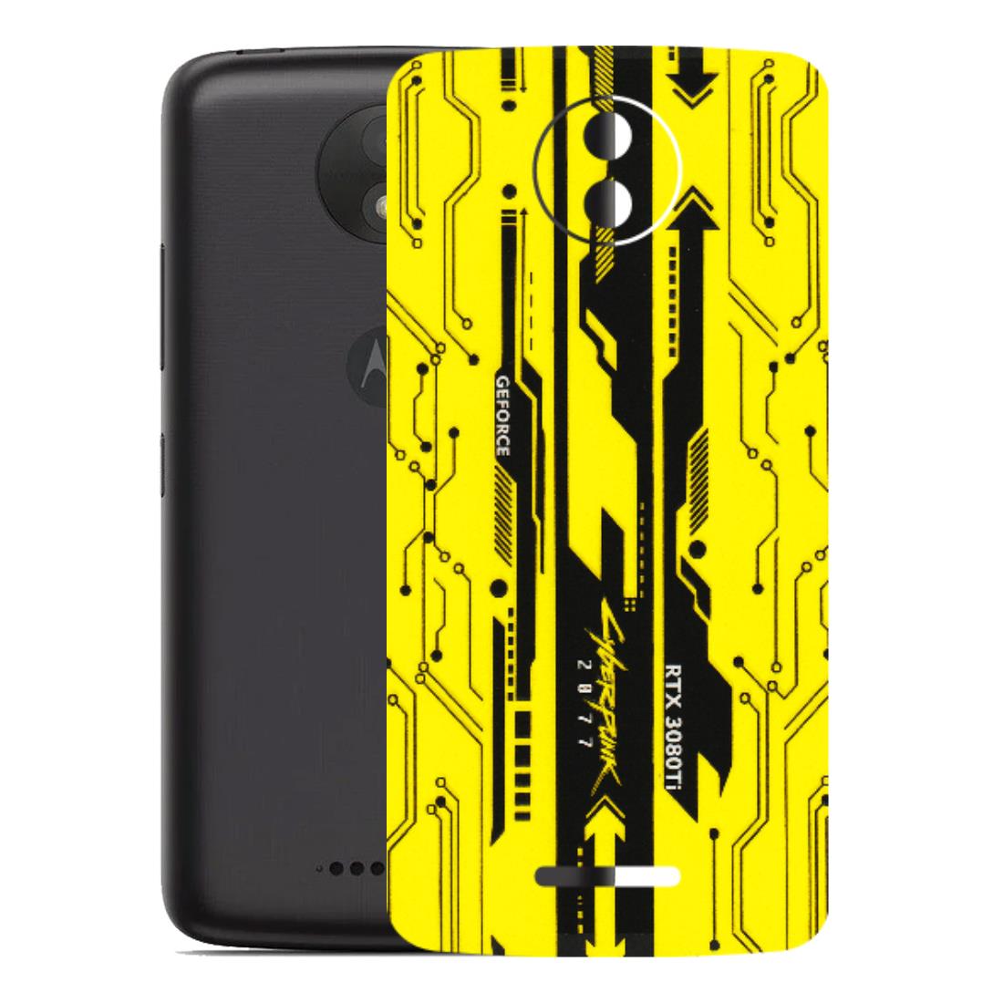 Motorola Phone Skins (All Models) - Yellow Cyberpunk - 3D Embossed Finish (L-93) Motorola Moto C Plus