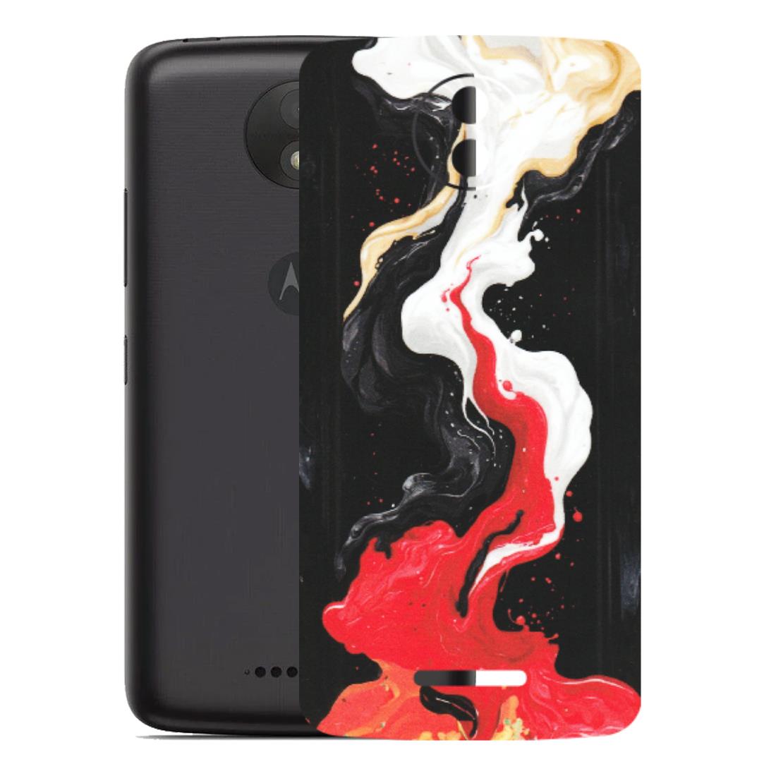 Motorola Phone Skins (All Models) - Black Red White Paint Splash Fusion - Matte Finish (M-56) Motorola Moto C Plus