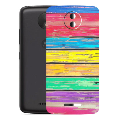 Motorola Phone Skins (All Models) - Multi Colour Wooden Wall - Matte Finish (M-96) Motorola Moto C Plus