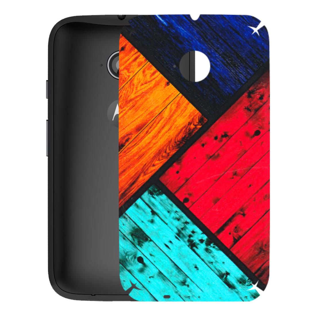 Motorola Phone Skins (All Models) - Colourful Wood Panels Abstract - 3D Embossed Finish (L-09) Motorola Moto E2