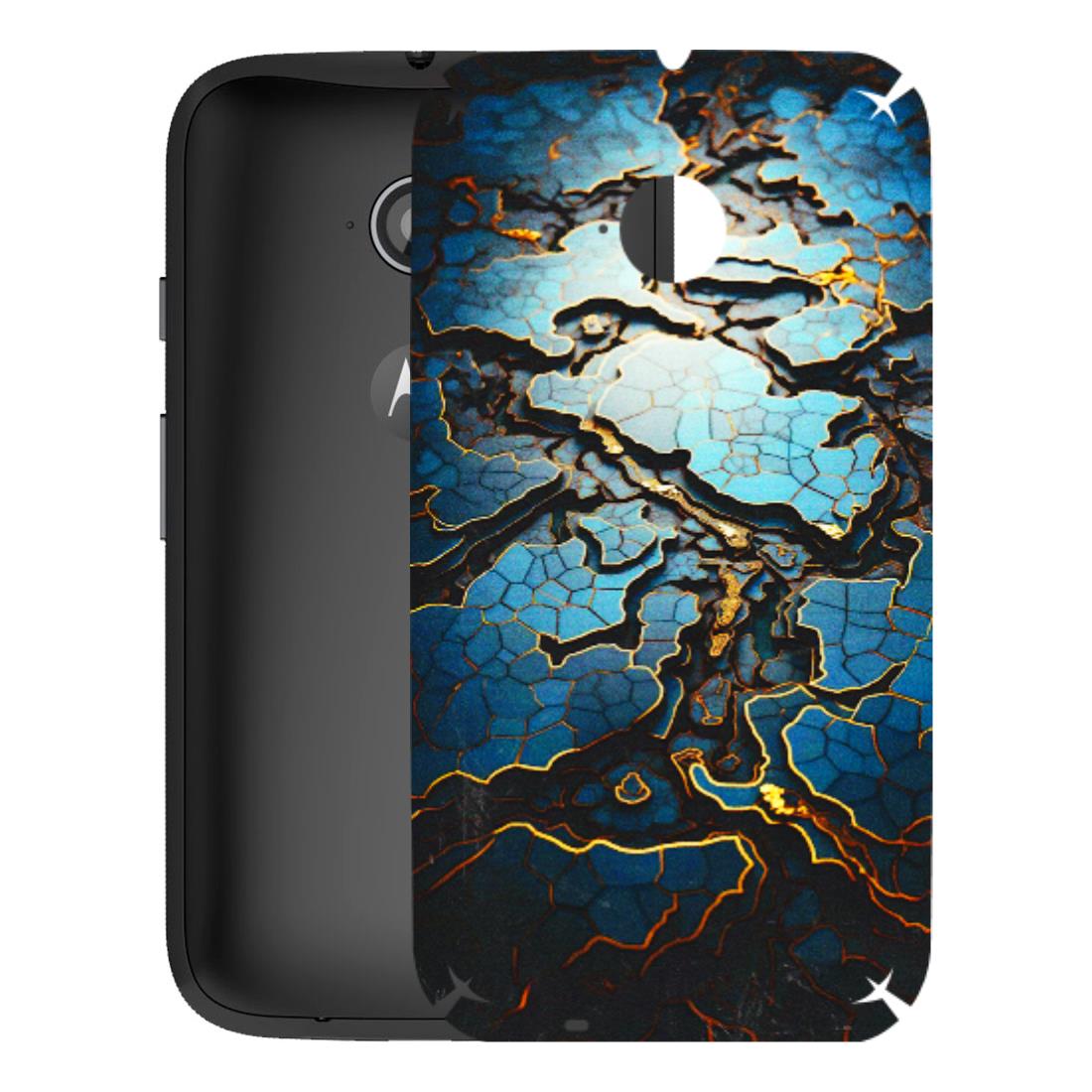 Motorola Phone Skins (All Models) - Blue Gold Abstract - 3D Embossed Finish (L-11) Motorola Moto E2