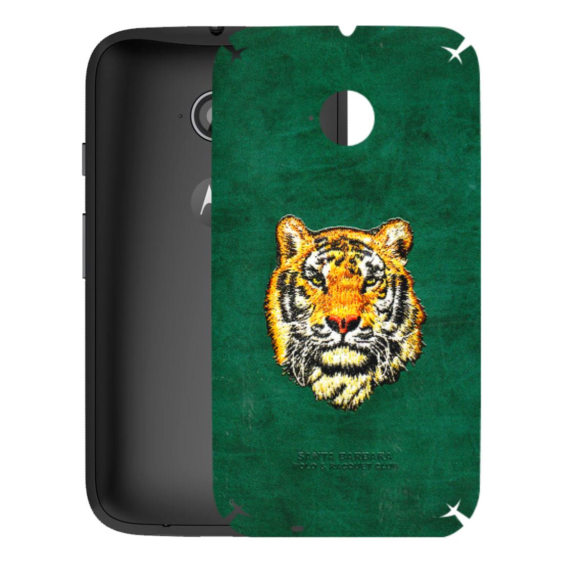 Motorola Phone Skins (All Models) - Leather Feel Tiger - 3D Embossed Finish (L-111) Motorola Moto E2