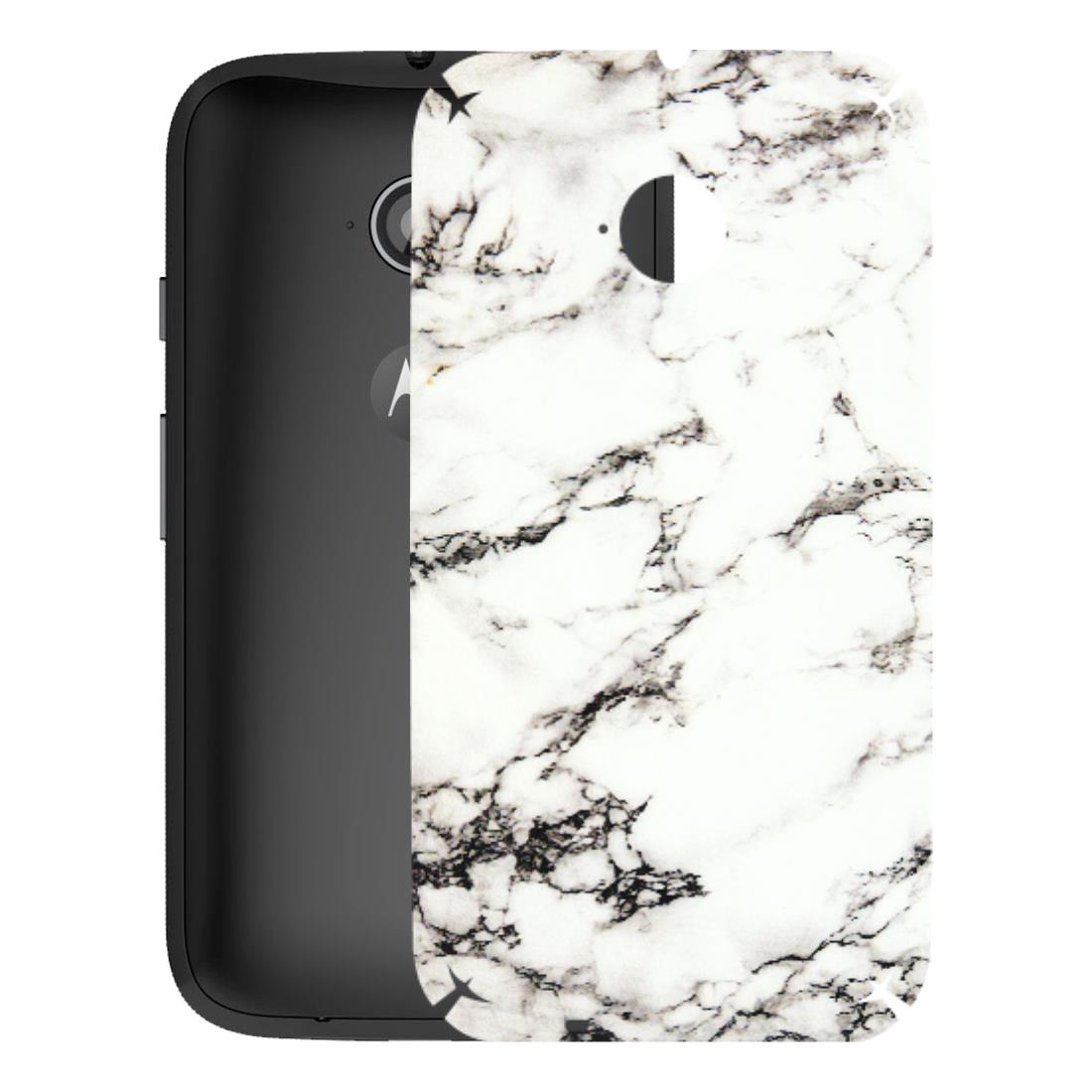 Motorola Phone Skins (All Models) - Black and White Marble Texture - 3D Embossed Finish (L-124) Motorola Moto E2