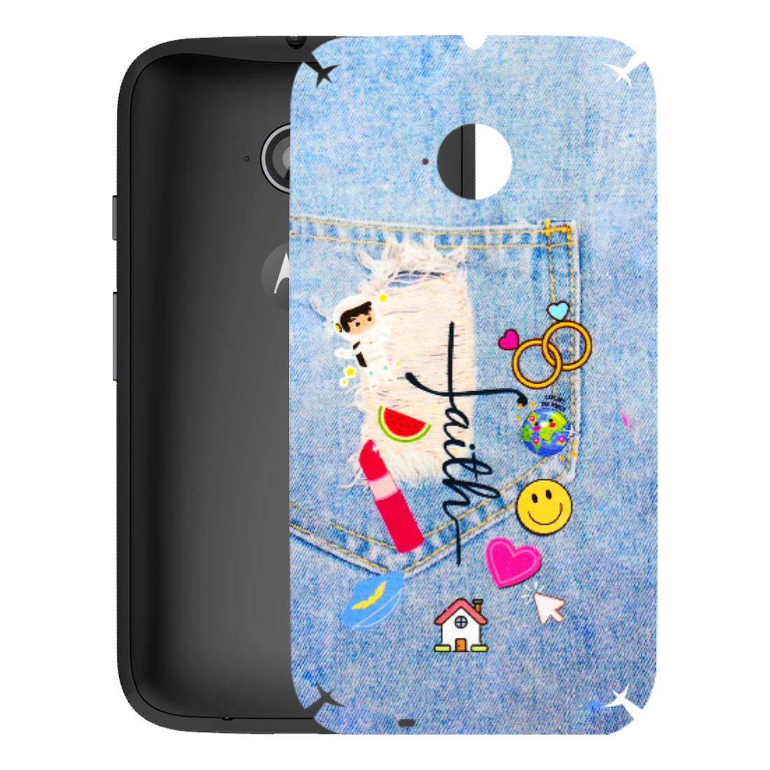 Motorola Phone Skins (All Models) - Denim Jeans Pocket - 3D Embossed Finish (L-134) Motorola Moto E2
